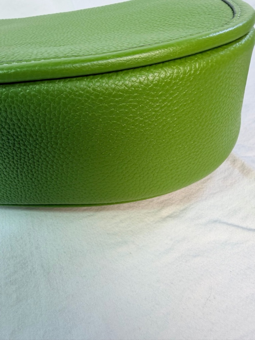 Coach Willow Saddle Bag Dark Lime Green Pebbled Leather Turnlock Crossbody - Picture 10 of 14